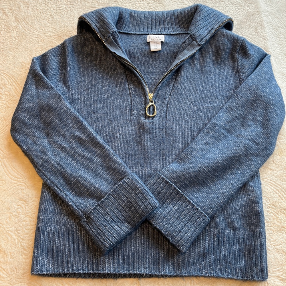 Women’s Nicole Miller Blue Half-Zip Polo Sweater